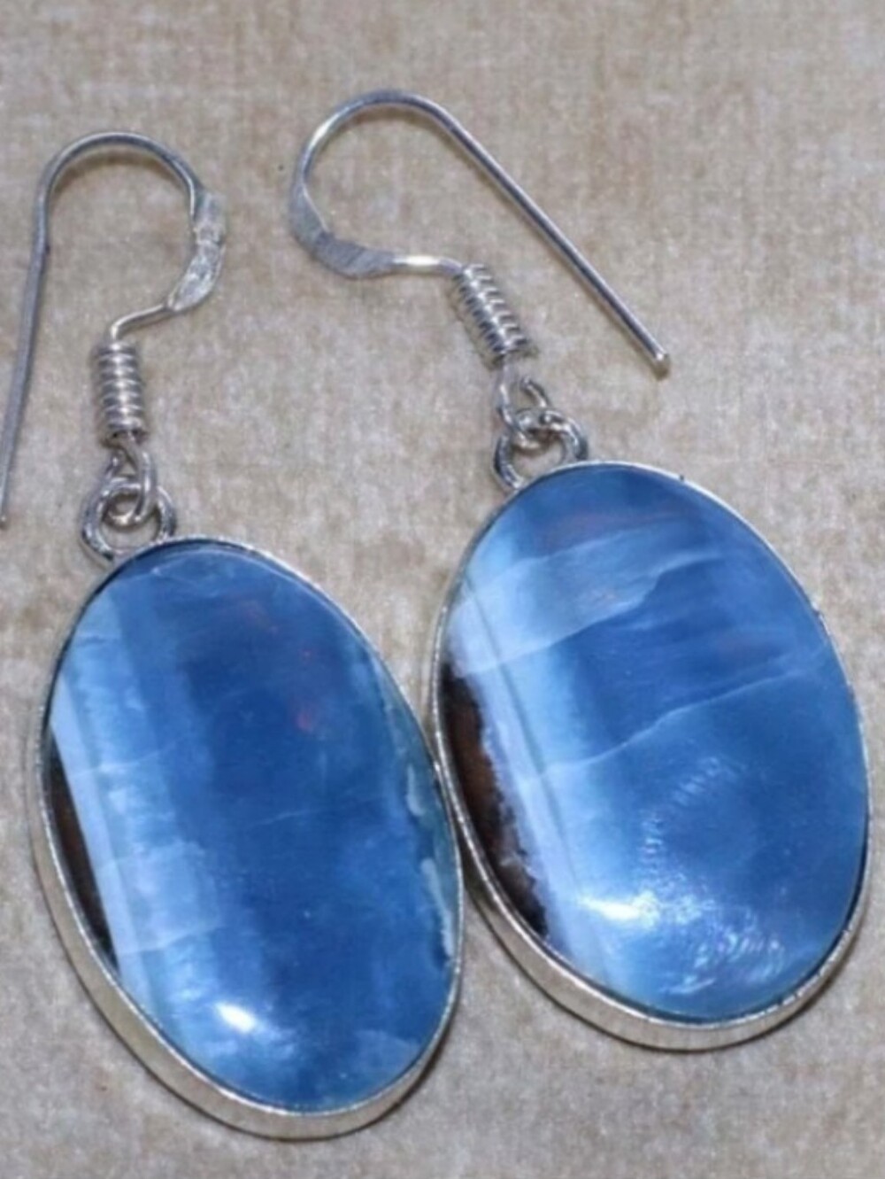 Owyhee Blue Opal Gemstone Jewelry 925 Sterling Silver Handmade Dangle Earrings